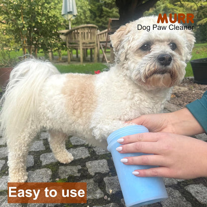Dog Paw Cleaner Cup, Portable Dog Paw Washer for Medium Sized Dogs, Soft Silicone Bristles Muddy Paw Cleaner with Towel, Pet Foot Washer for Travel and Home Use (Blue)